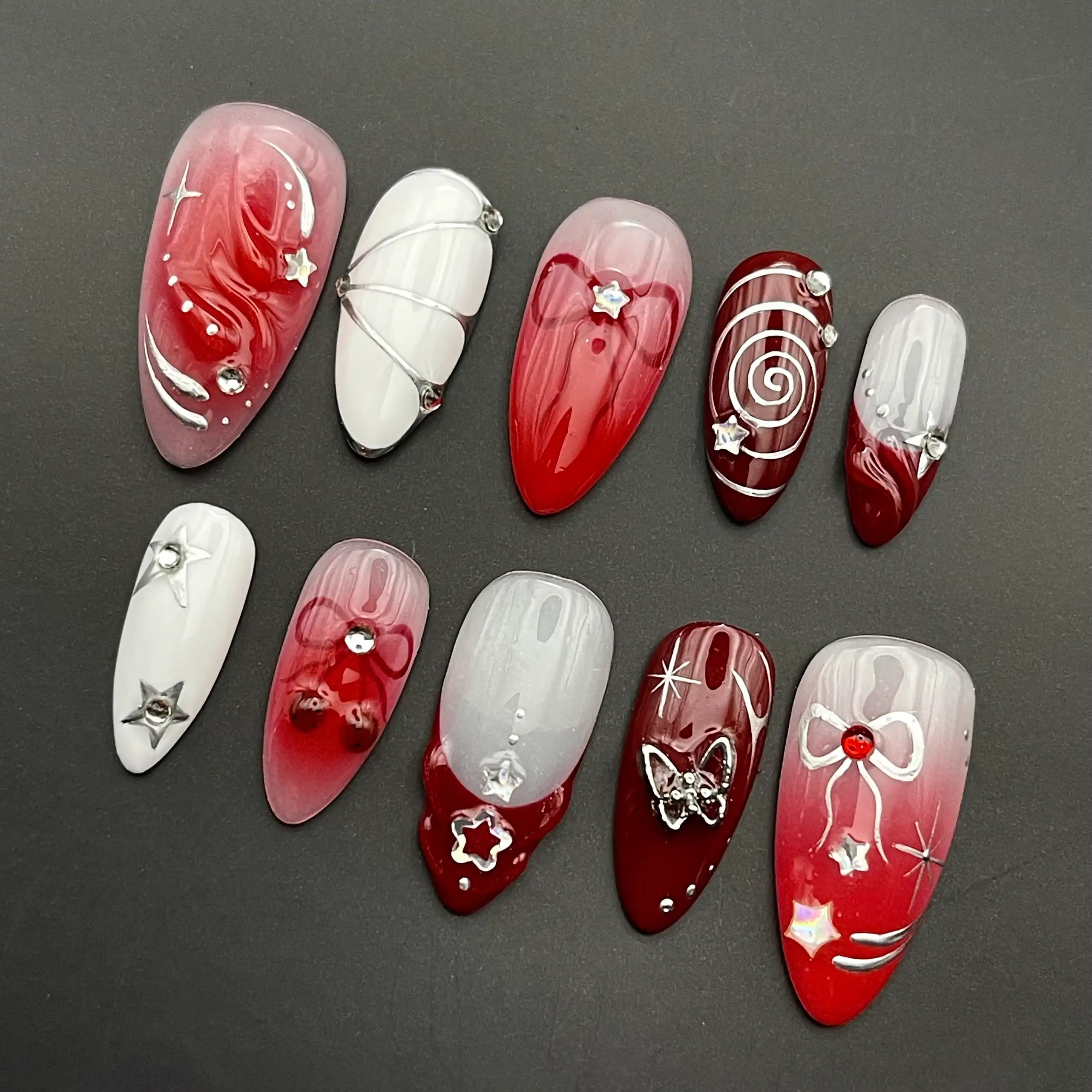 bold red y2k nails inspirations