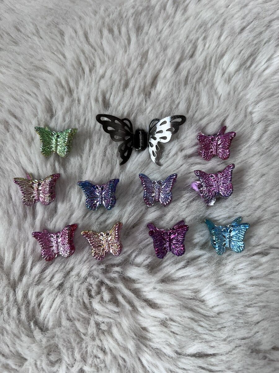 colorful y2k butterfly clips