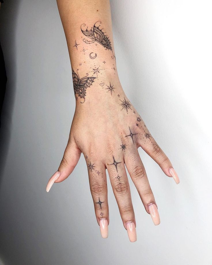 colorful y2k hand tattoos