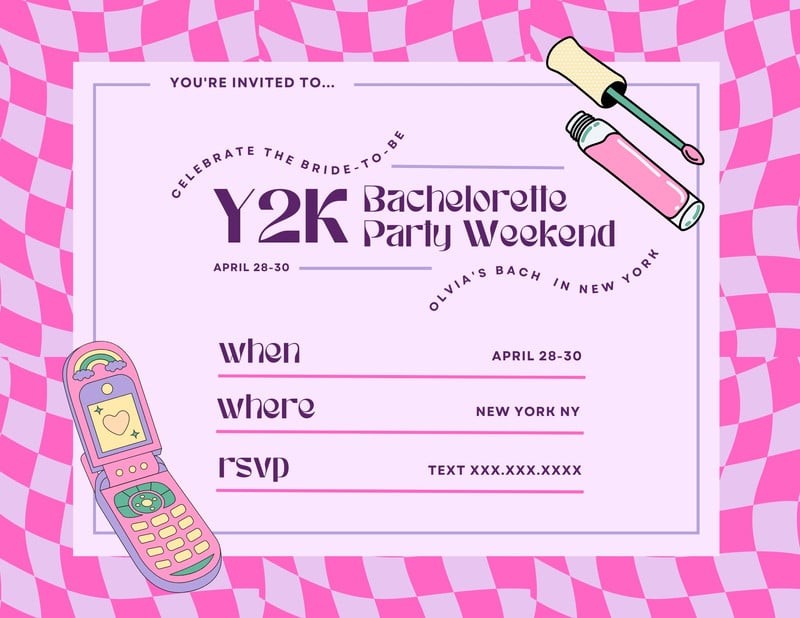 colorful Y2K party invitation ideas