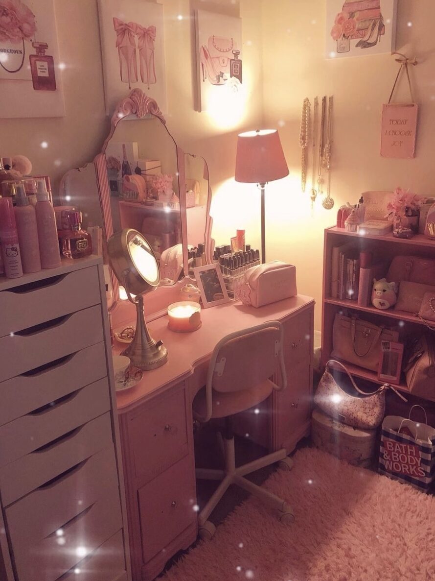 cozy pink y2k room setups