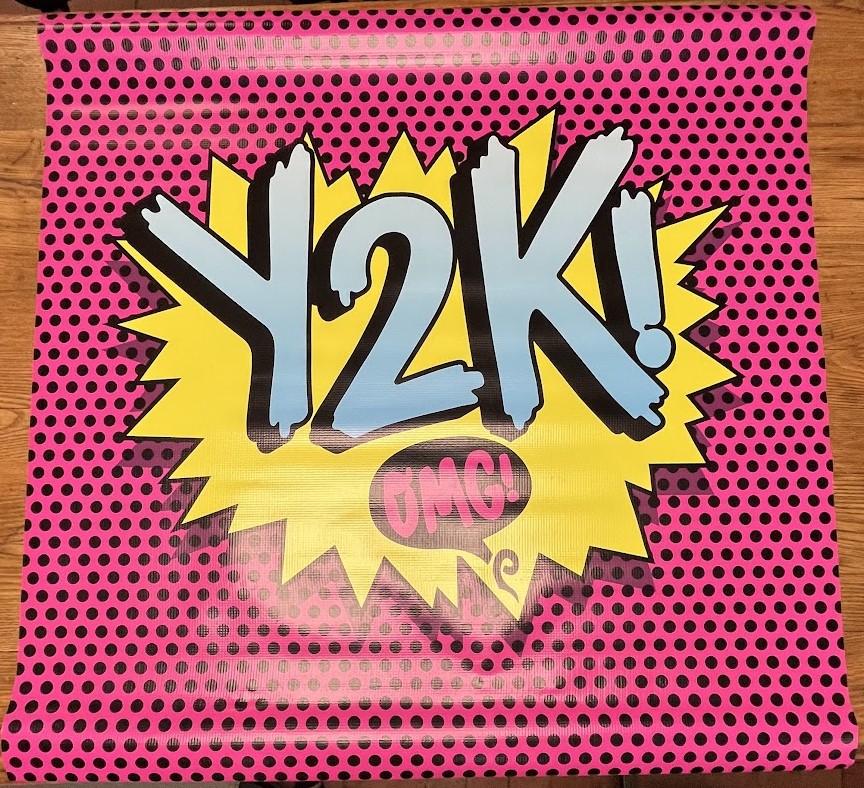 customizable Y2K banners for parties.