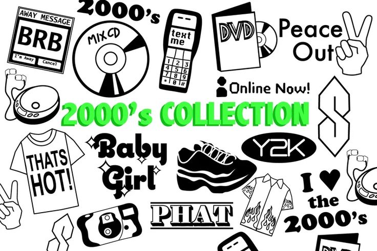 customizable Y2K clip art templates