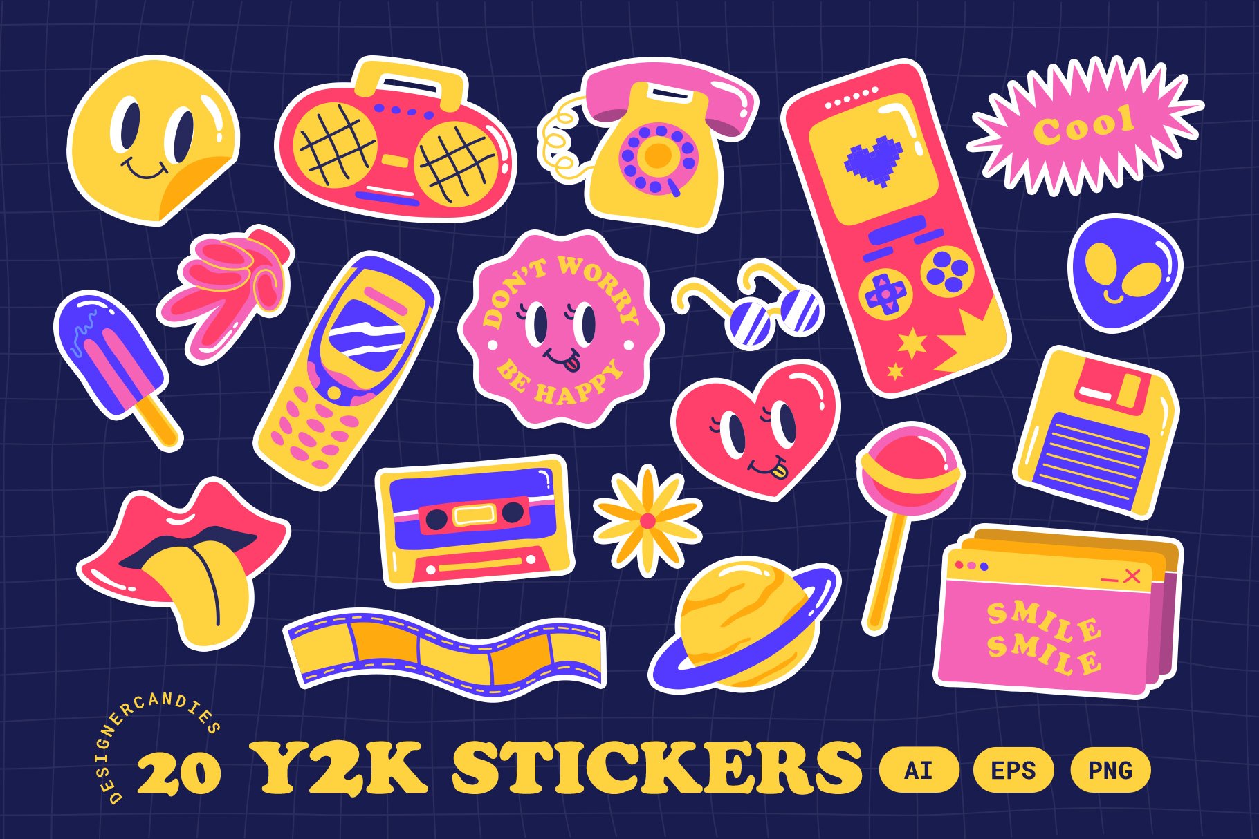 customizable Y2K stickers