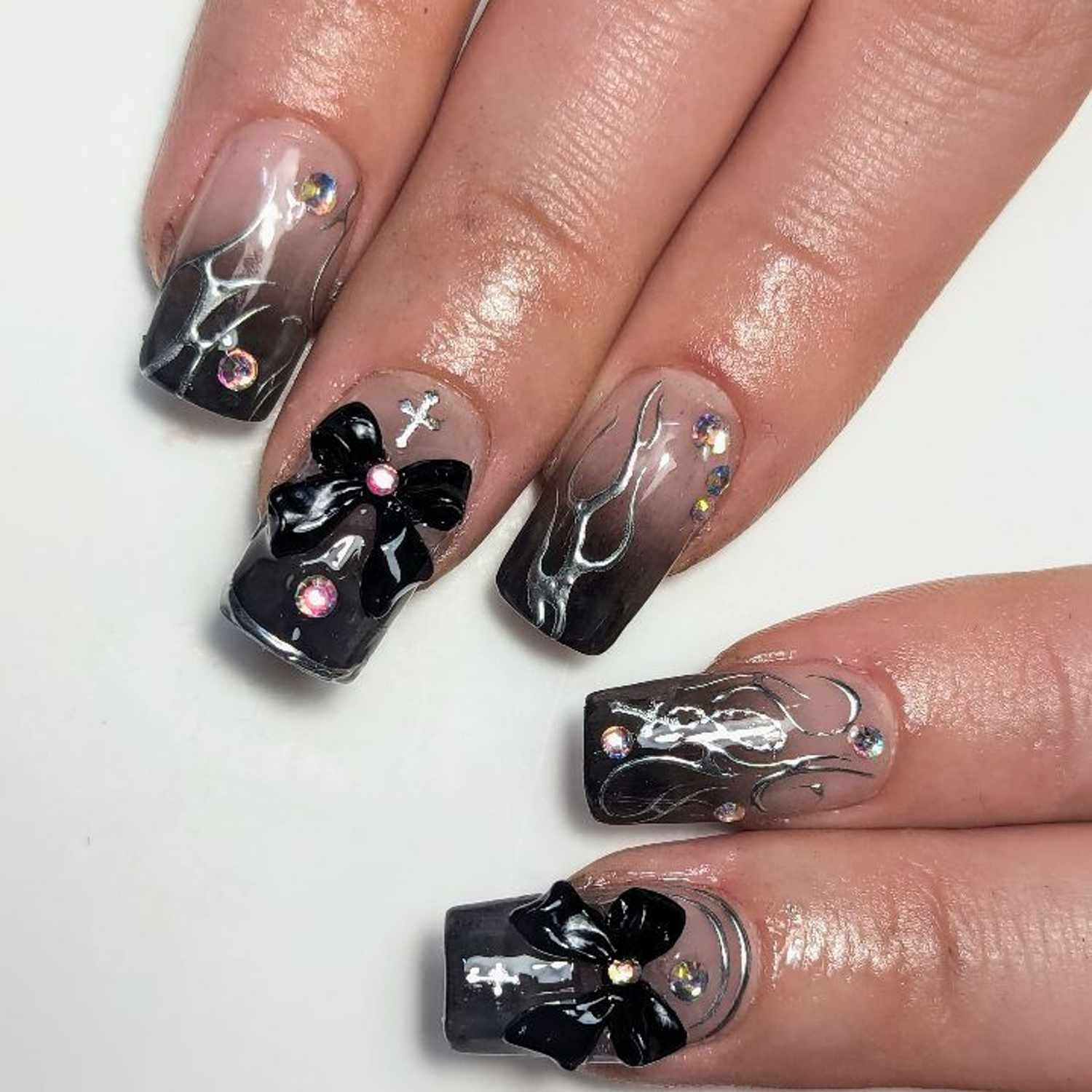 cyber y2k nails short 0098