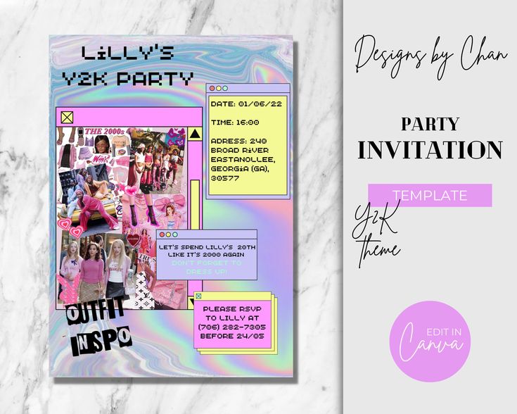 digital Y2K party flyer templates