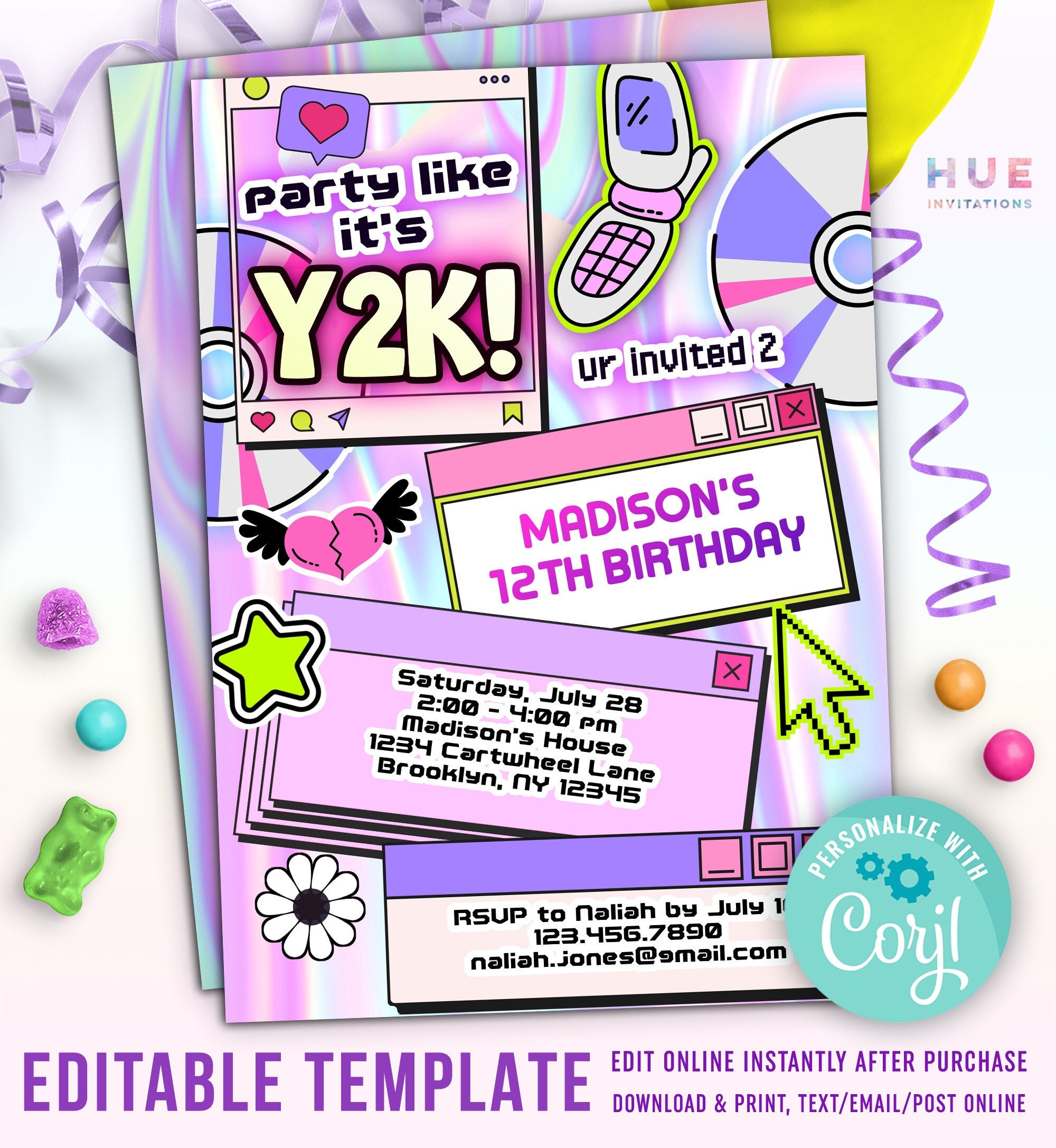 digital Y2K party invitation inspiration