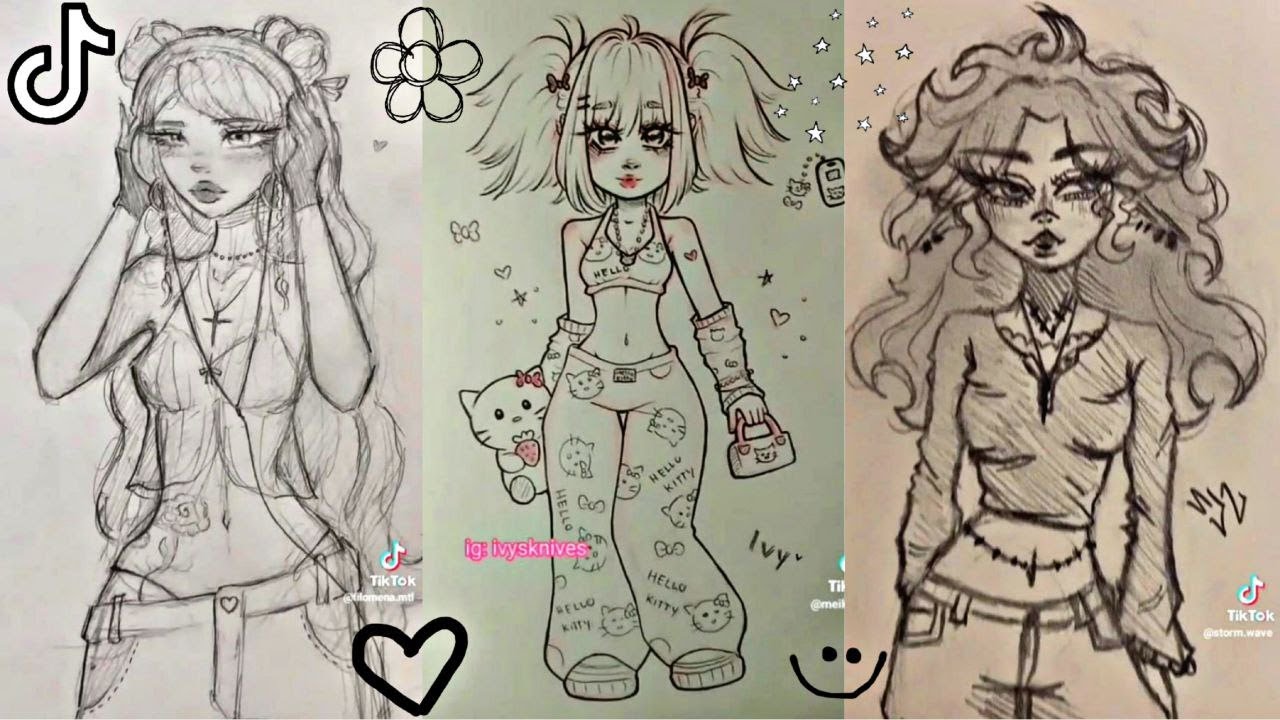 easy techniques to draw y2k girl simple