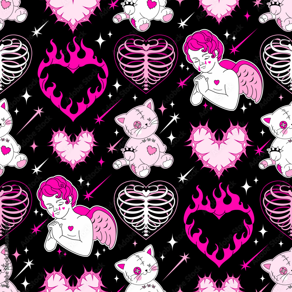 fun pink and black Y2K wallpaper themes