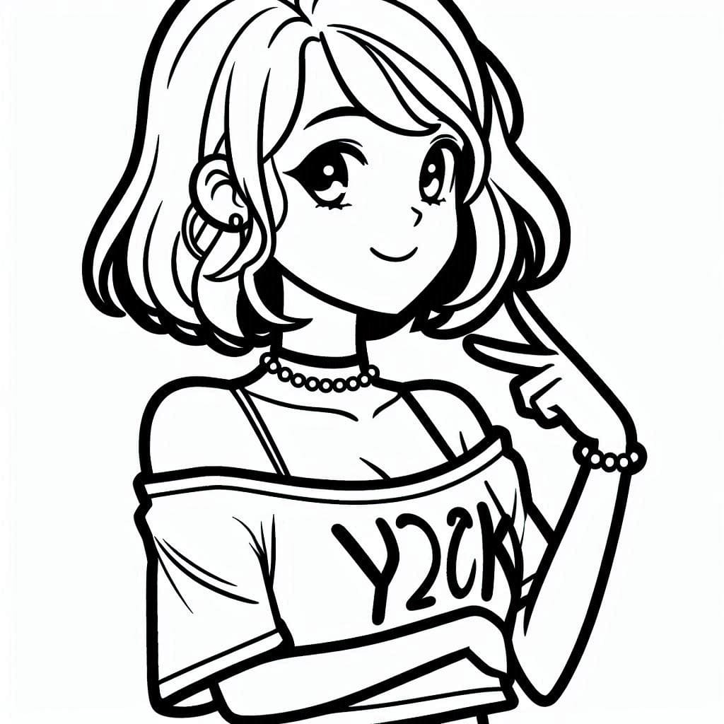 how to draw y2k girl simple 0046