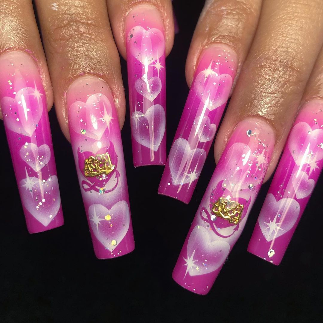 nails with charms y2k 0058