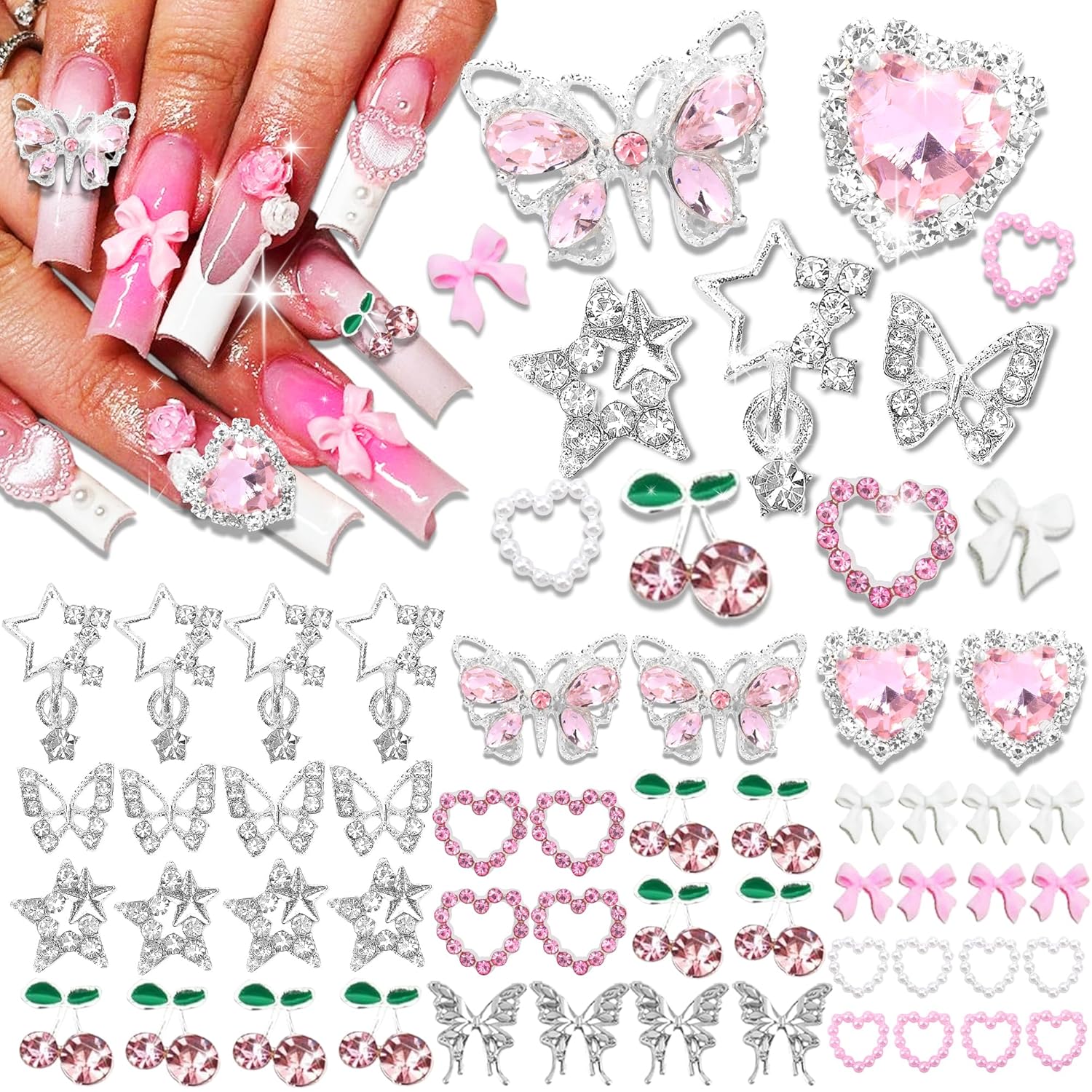 nails with charms y2k 0075