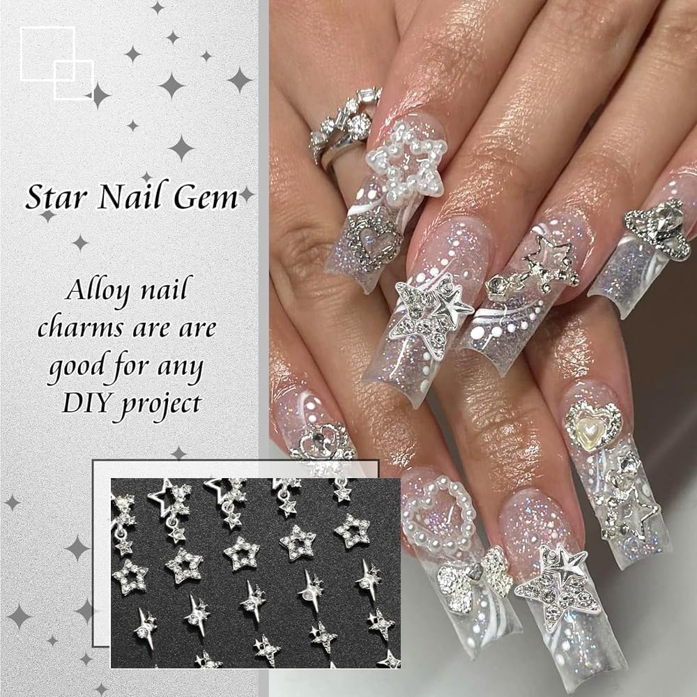 nails with charms y2k 0088