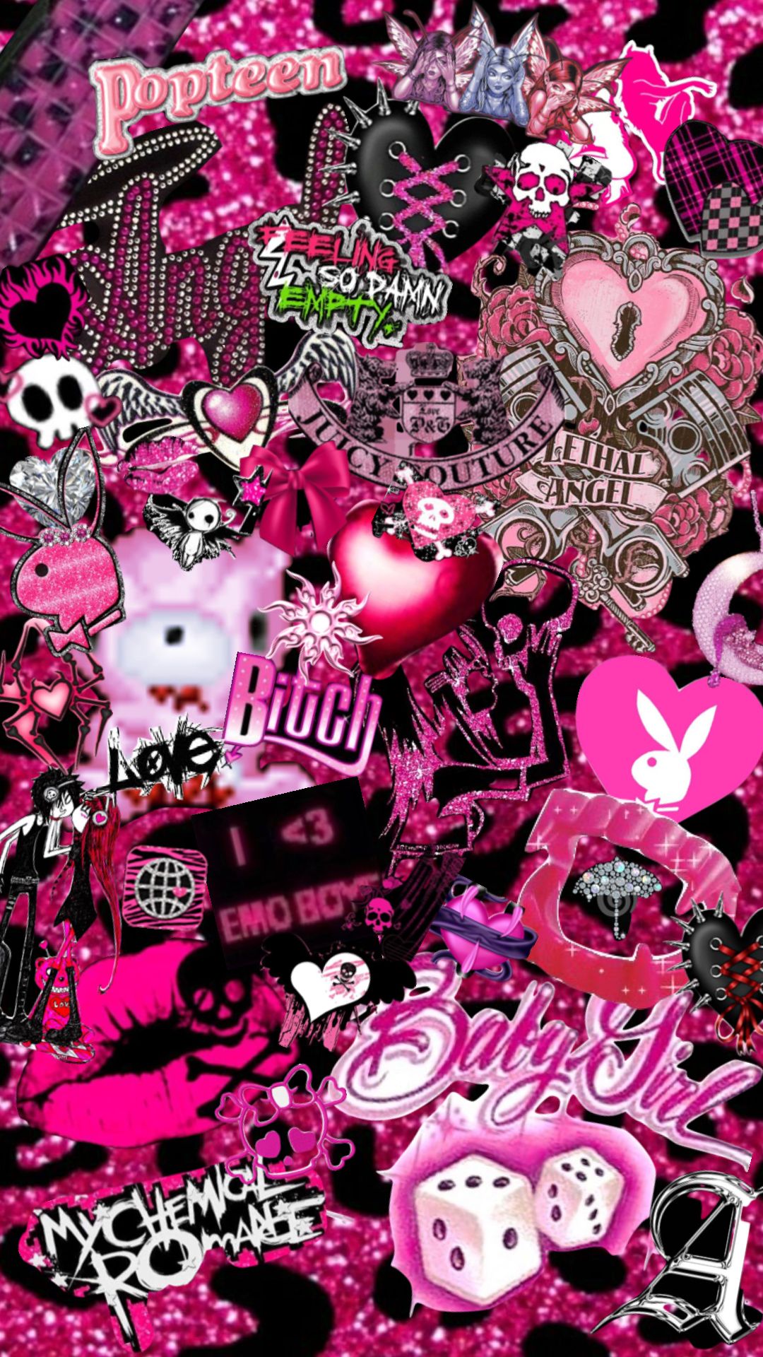 pink and black Y2K wallpaper designs