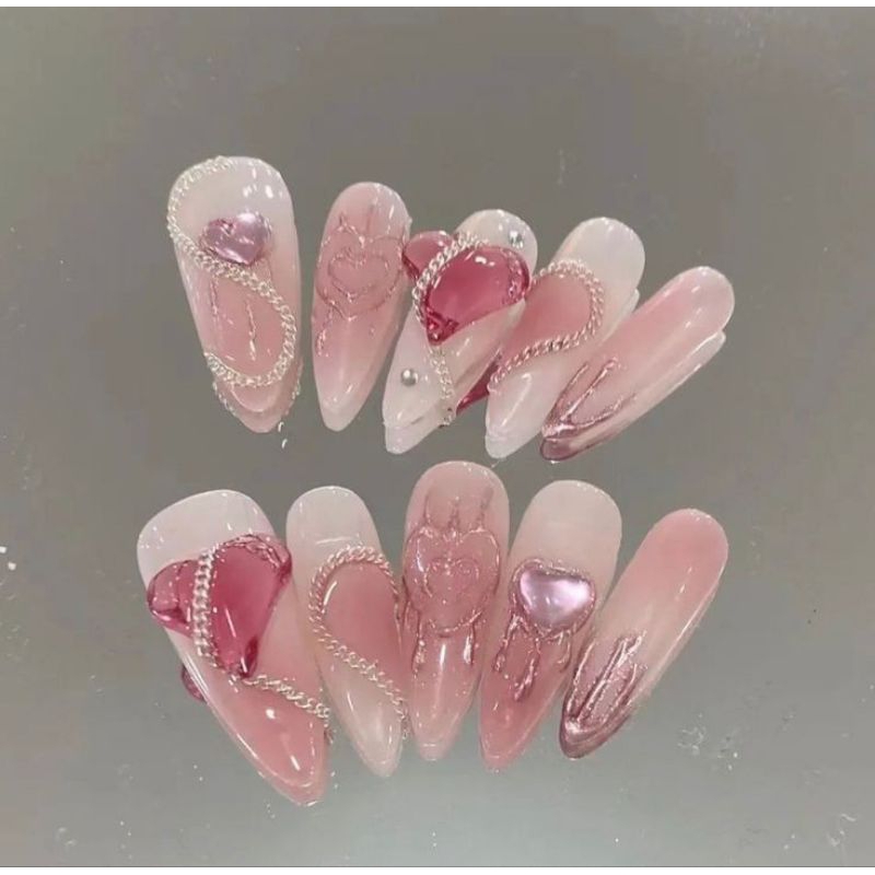 pink y2k nails 0076