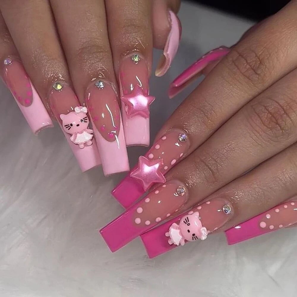 pink y2k nails 0093