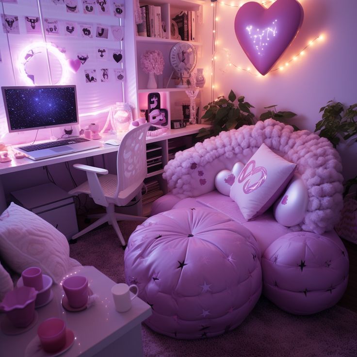 playful pink y2k room elements.