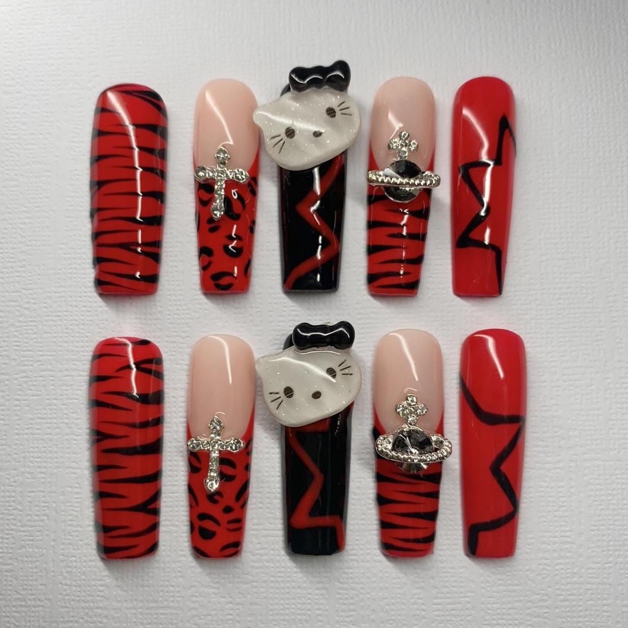 red y2k nails 0011