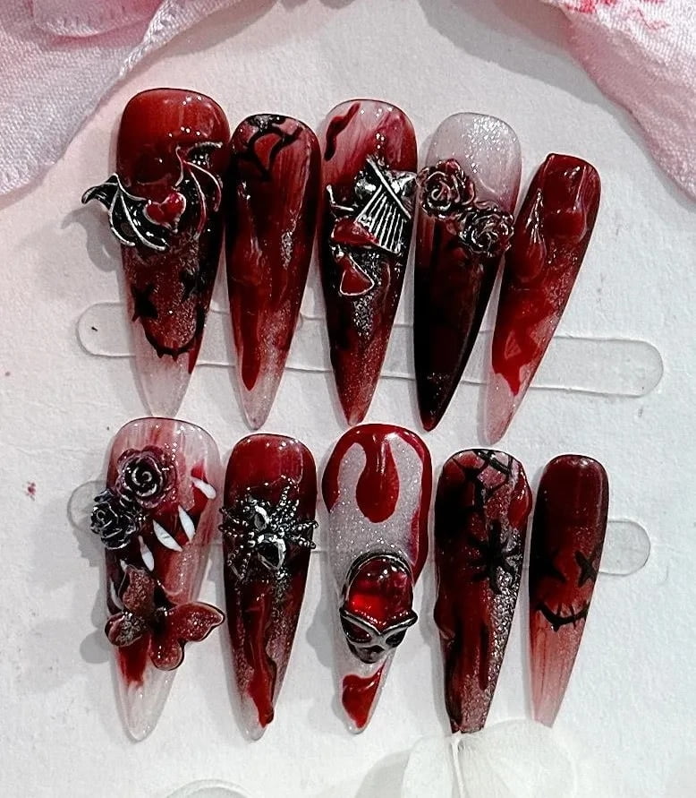 red y2k nails 0014