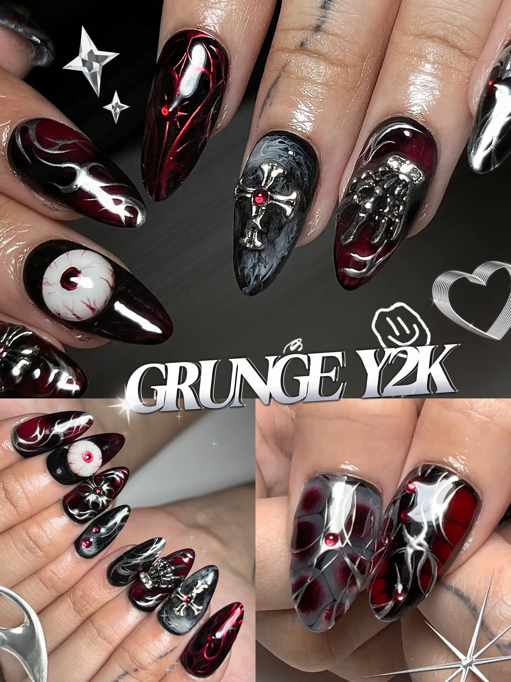 red y2k nails 0056