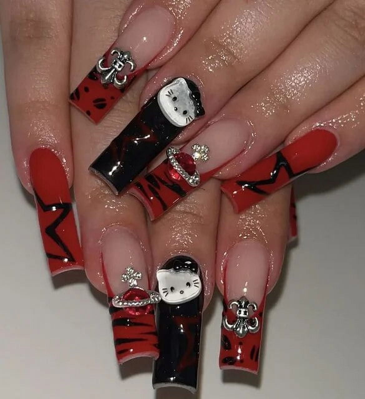 red y2k nails 0083