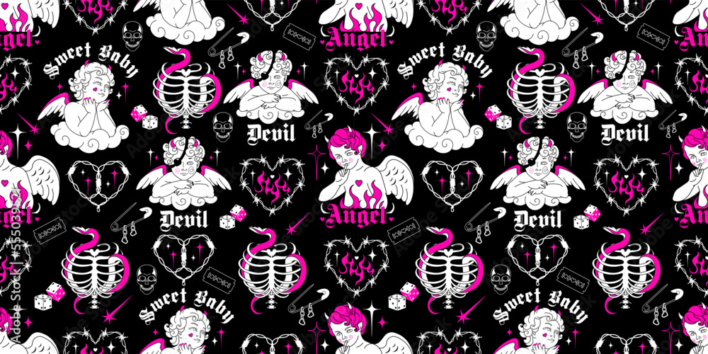 retro pink and black Y2K wallpaper patterns