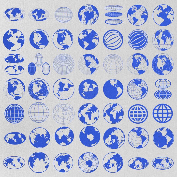 retro Y2K globe motifs