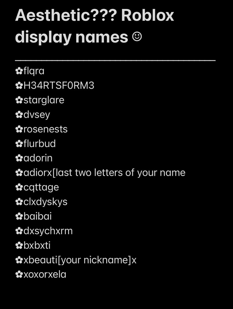 roblox display name ideas y2k