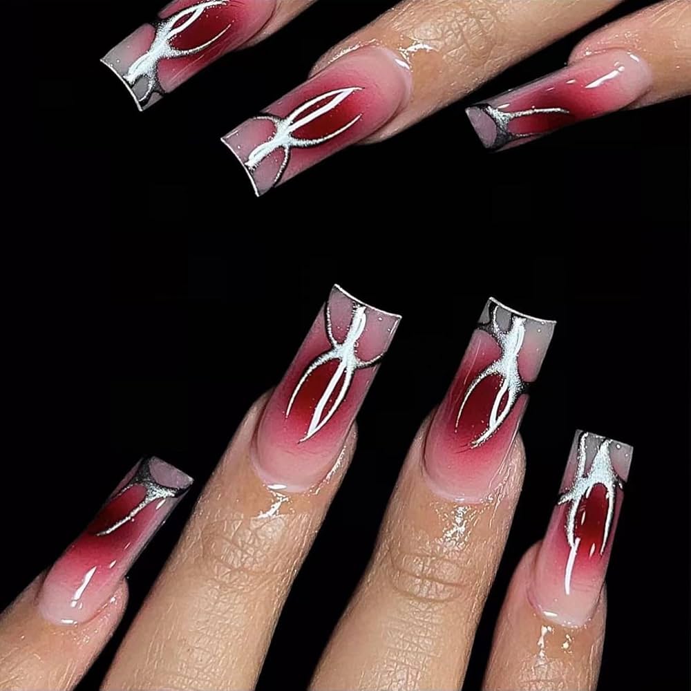 stylish red y2k nails trends