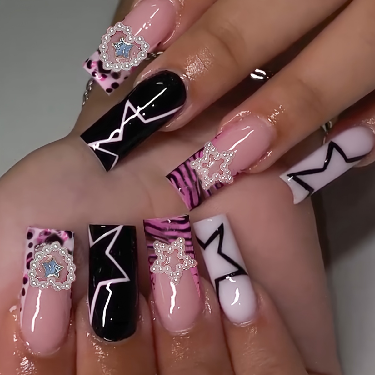 trendy short cyber Y2K nails