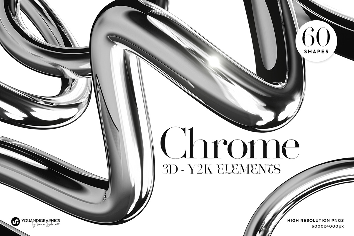 trendy Y2K chrome png backgrounds