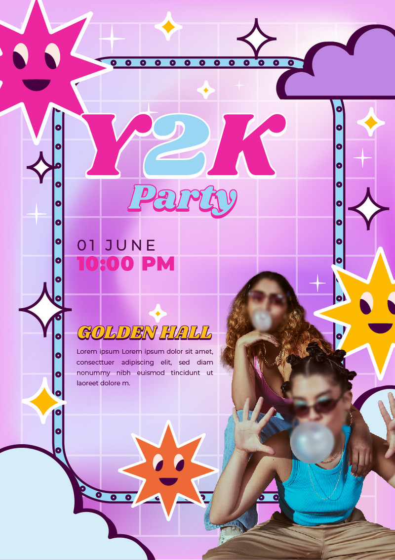 trendy Y2K party flyer concepts.