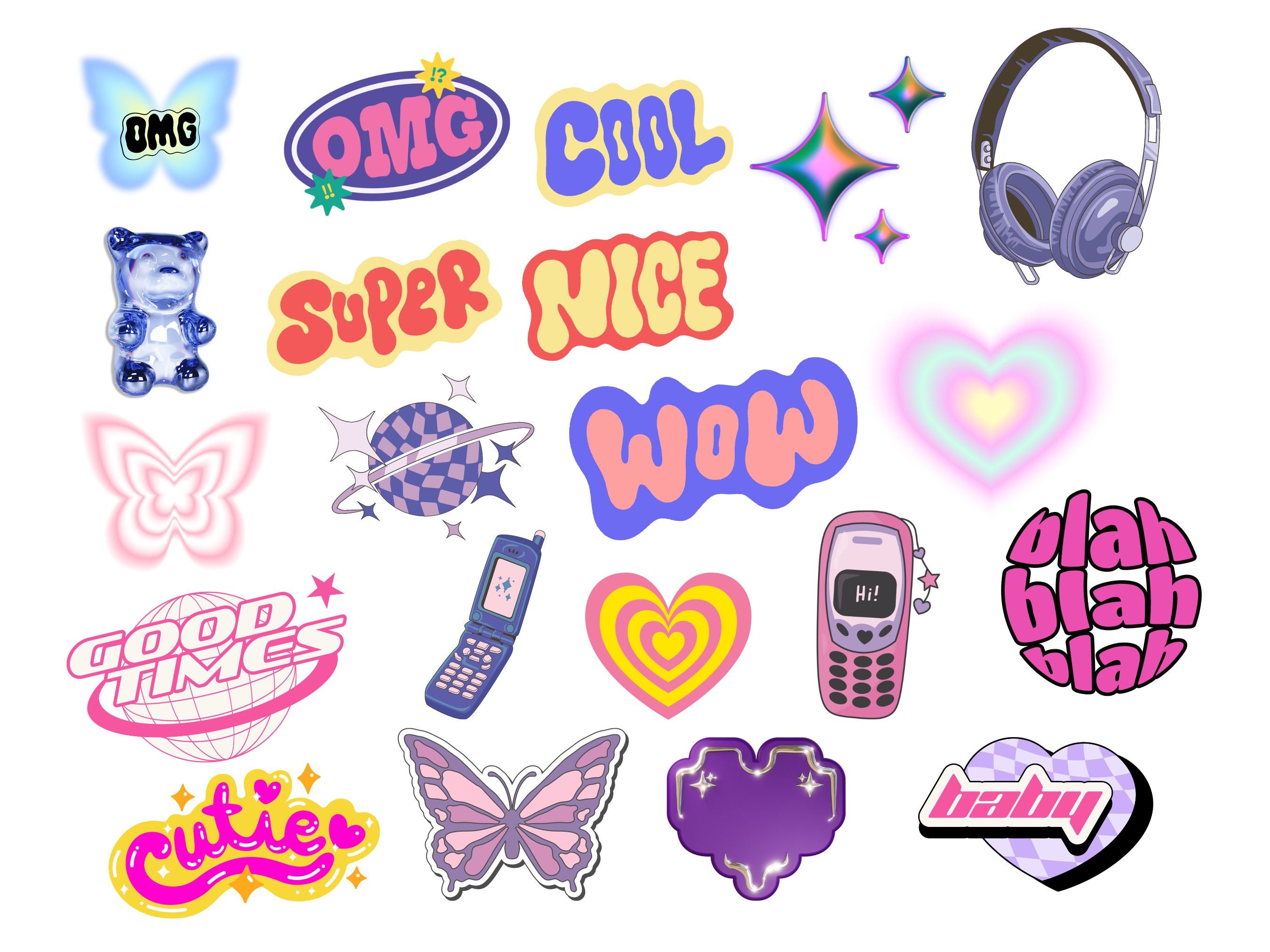 trendy Y2K sticker styles