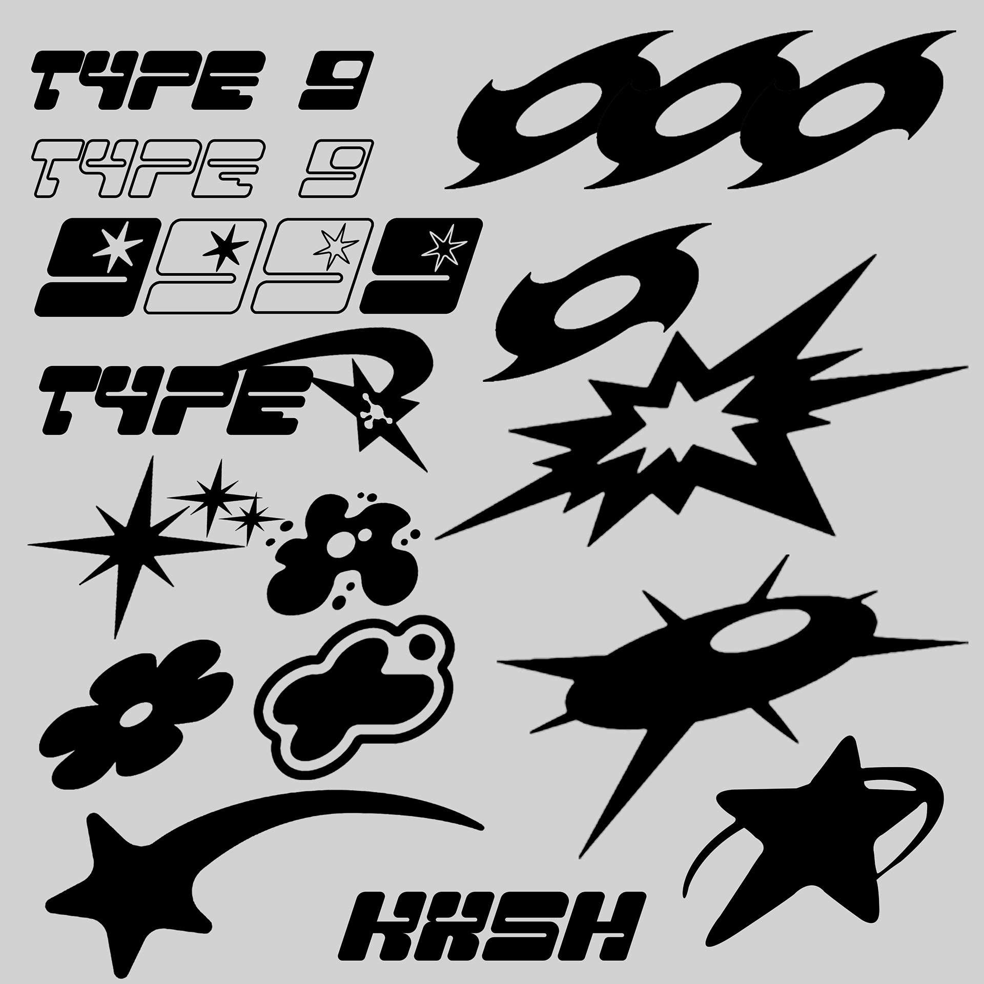 vibrant black y2k icons designs