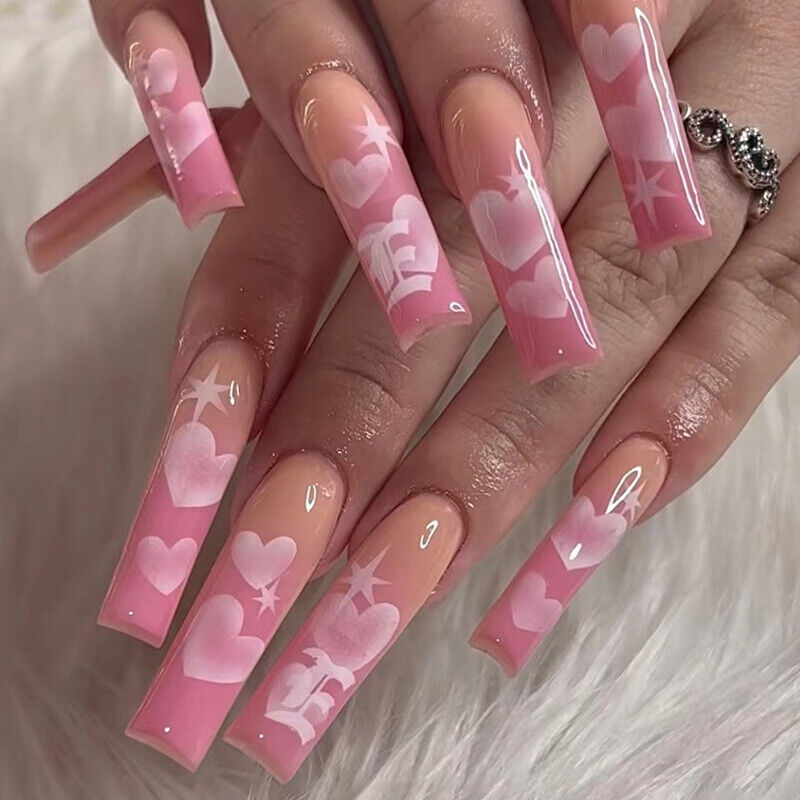 vibrant pink Y2K nail looks