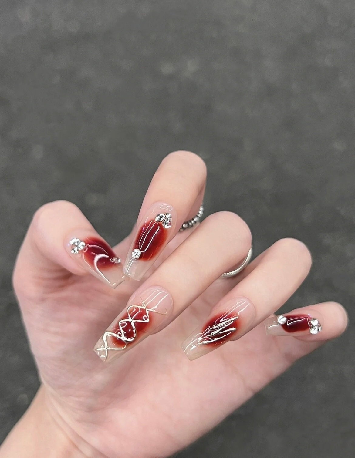 vibrant red y2k nails ideas