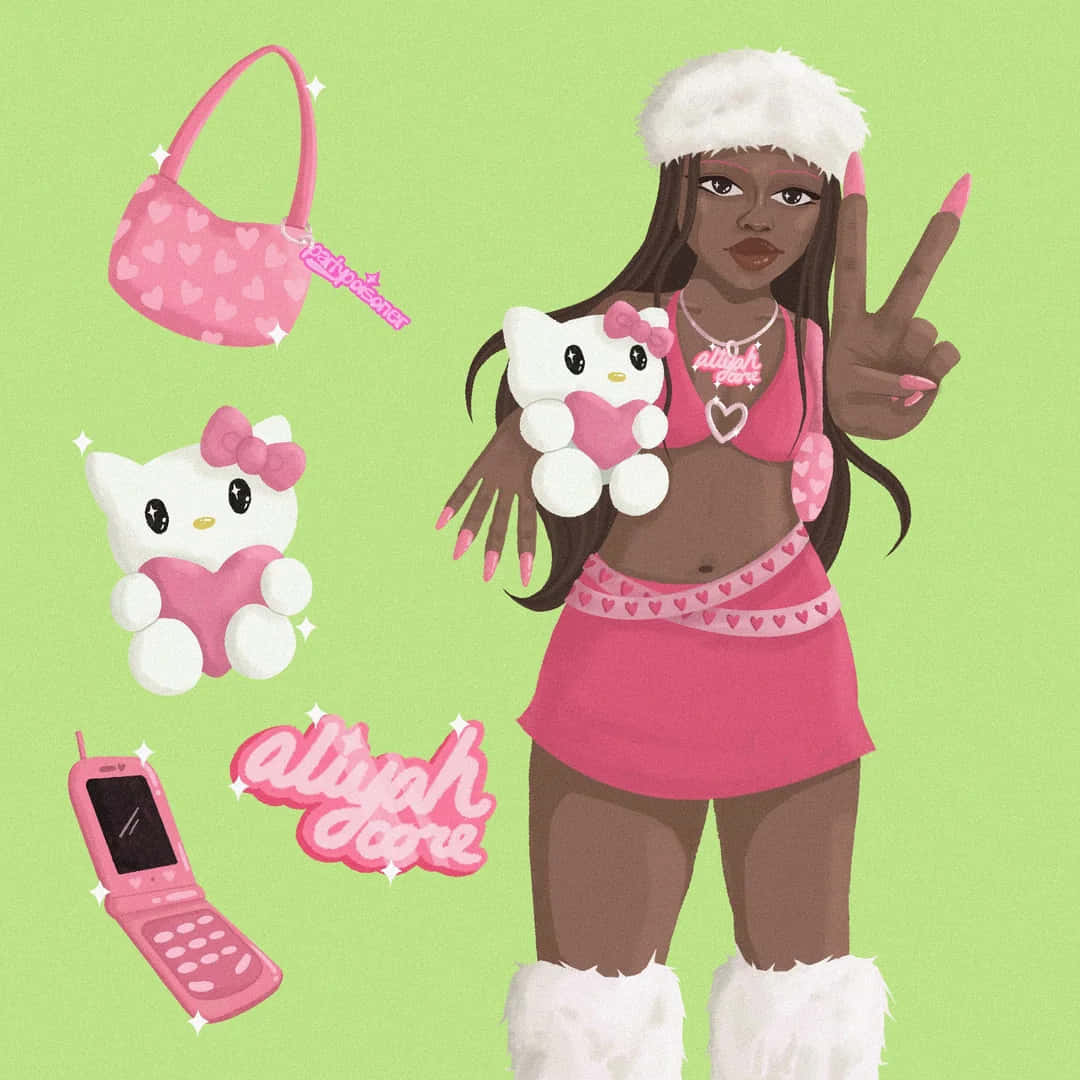 y2k black girl Hello Kitty pfp 0068