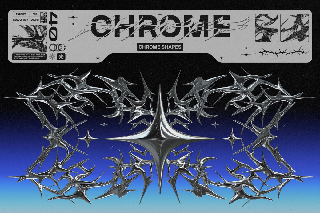 y2k chrome font 0015