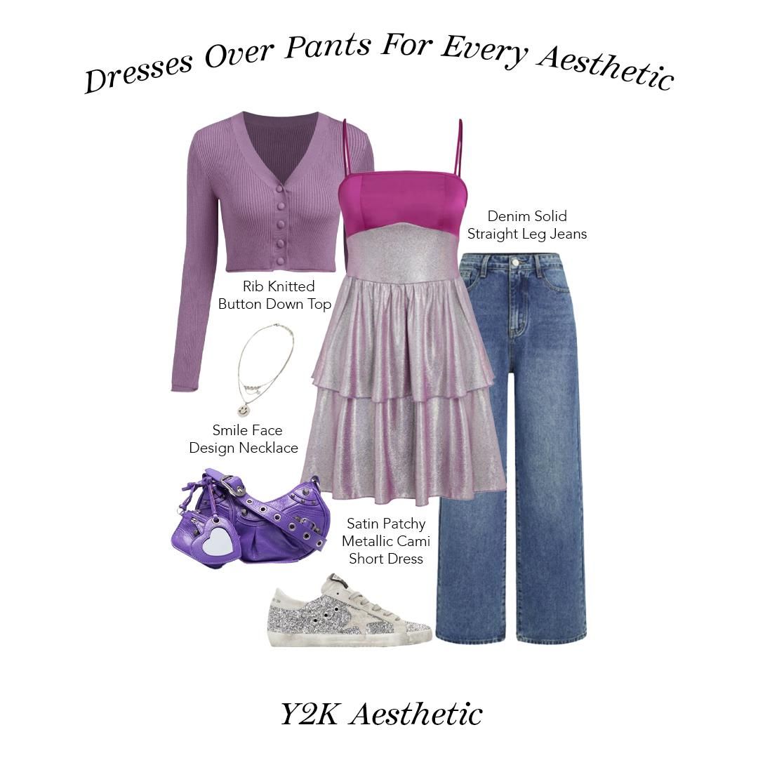 Y2K-inspired outfit ideas with dresses and jeans