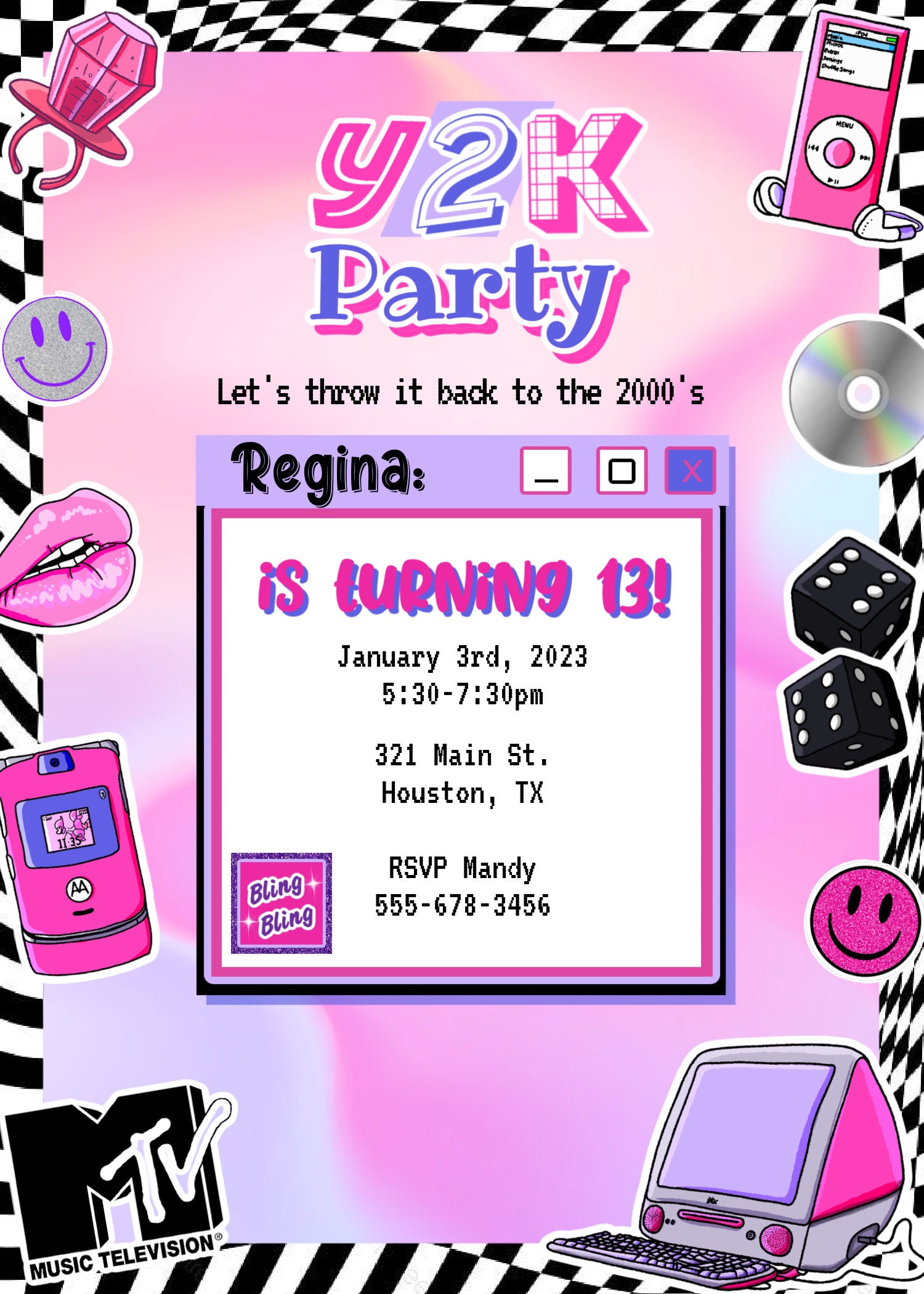 y2k party invitation