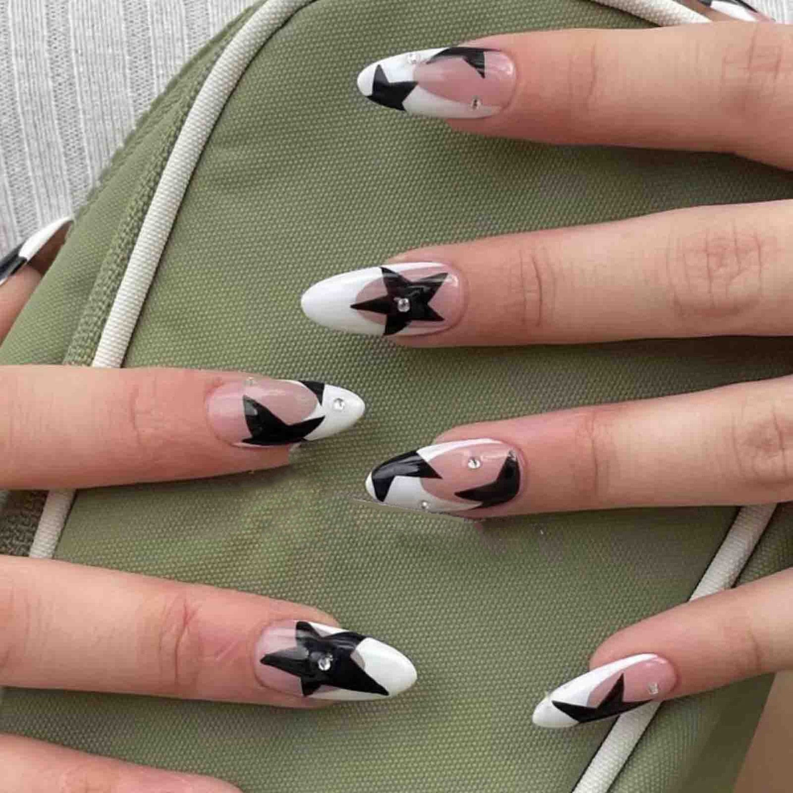 y2k star nails short 0014