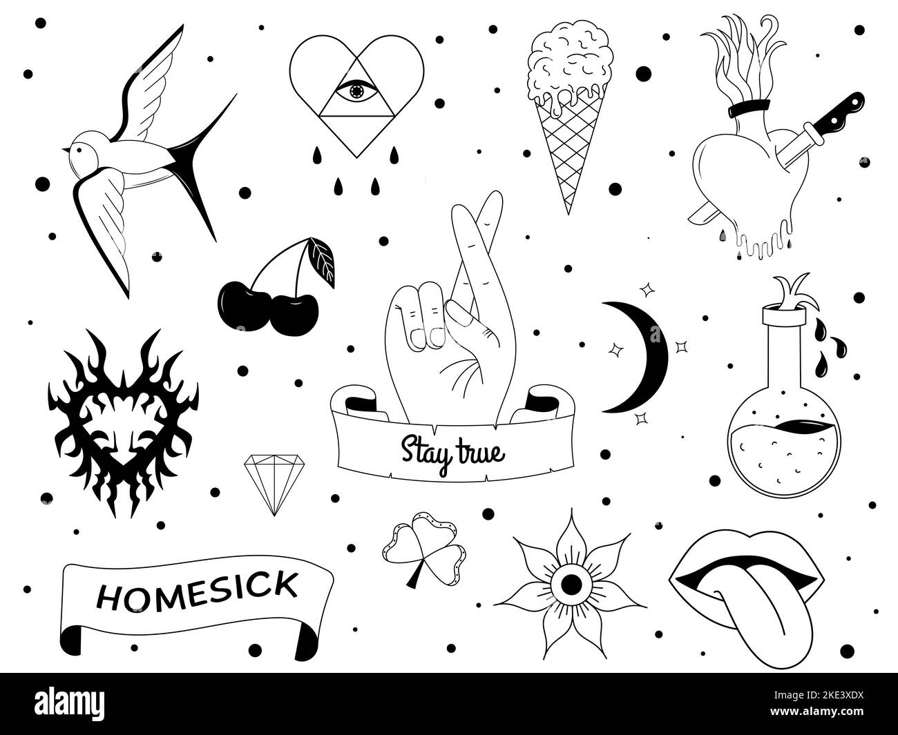 y2k tattoo flash aesthetic inspiration.