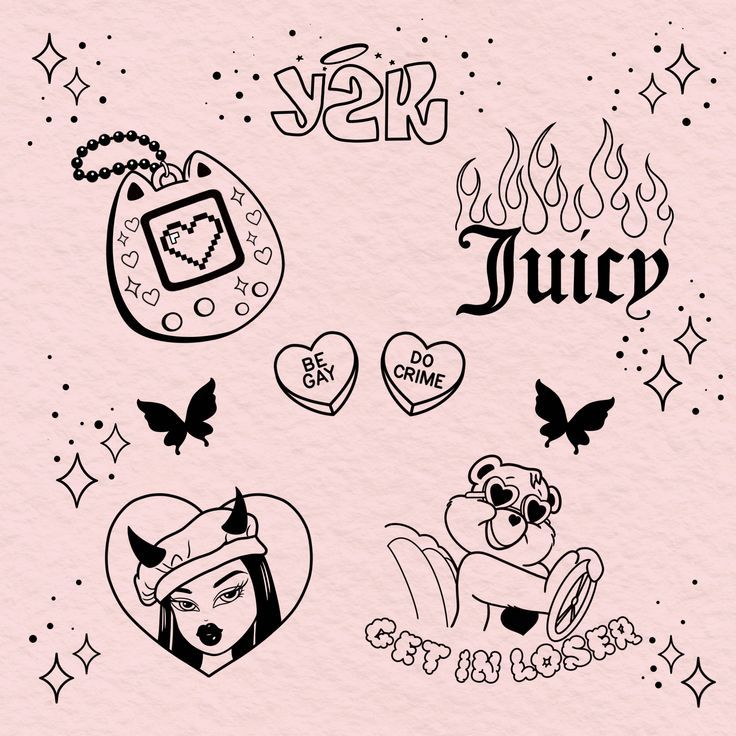 y2k tattoo flash designs