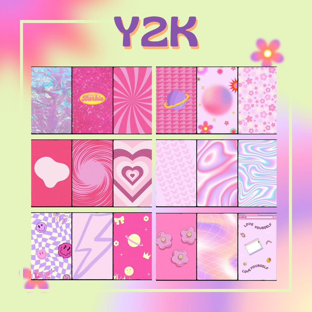 Define pink and black y2k wallpaper as a retro aesthetic must-have for your space.